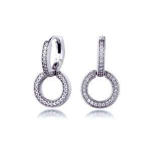 Aros Argolla Doble con Circones Pavé En Plata 925