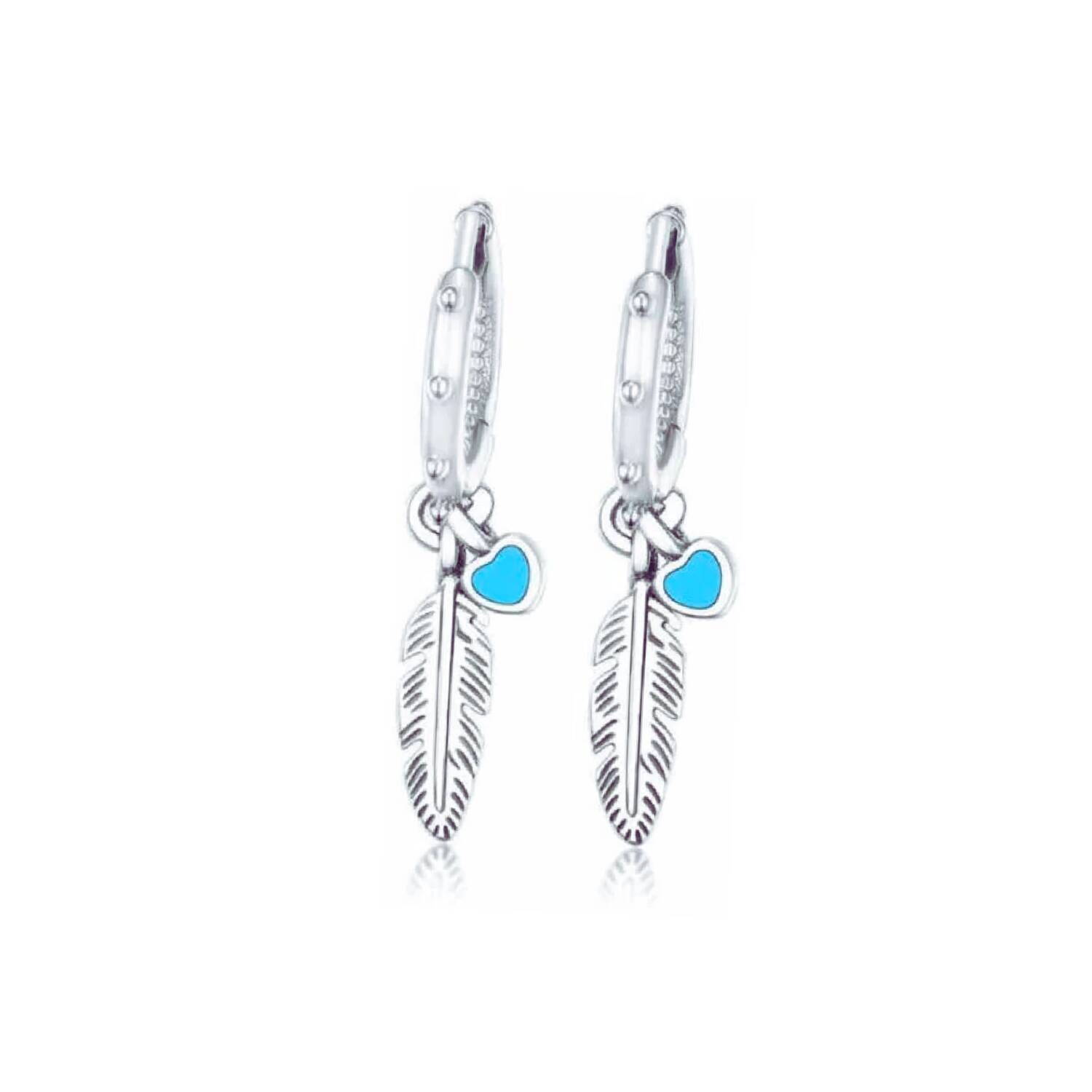 Aros Plumas Espirituales y Corazones En Plata 925 - Imagen 2