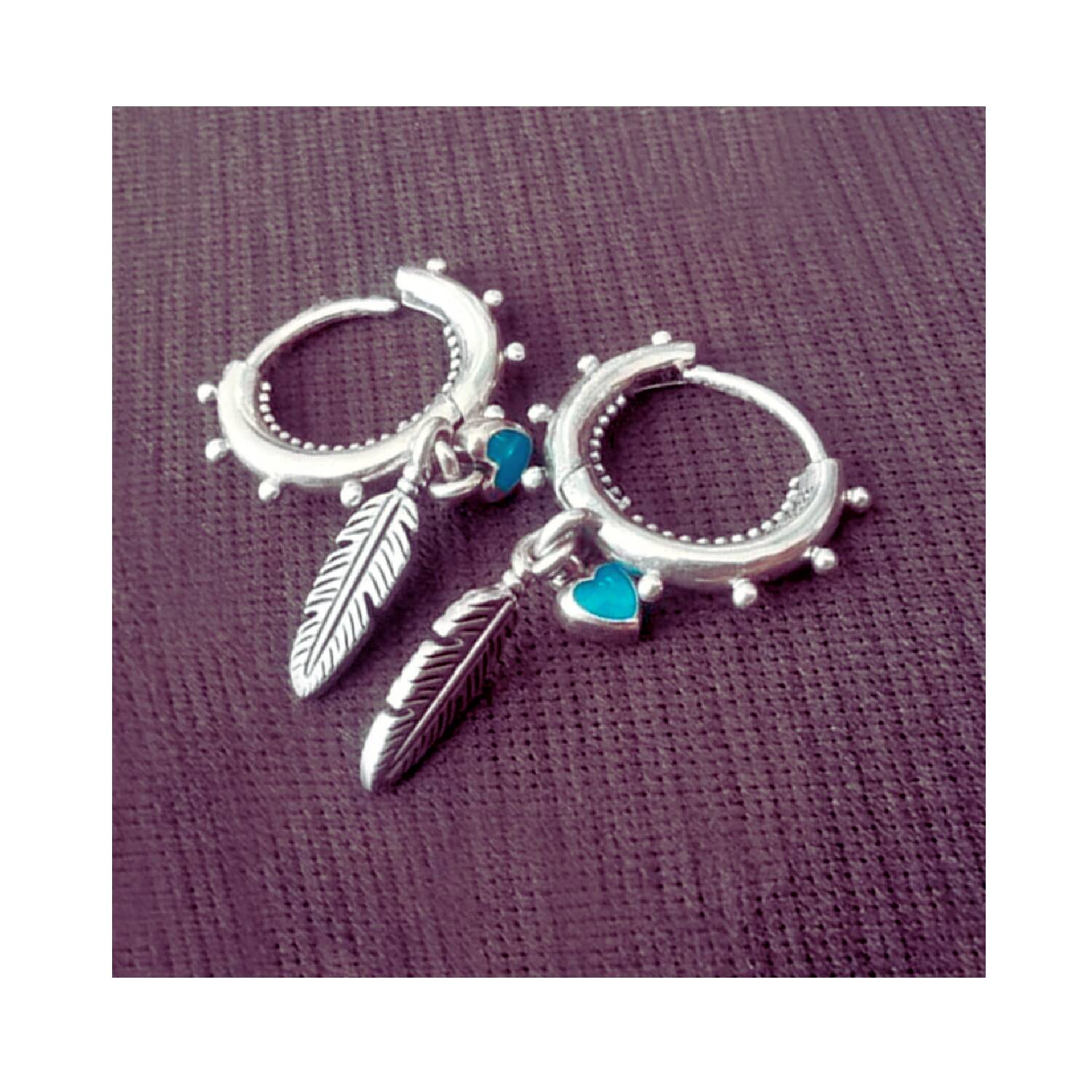 Aros Plumas Espirituales y Corazones En Plata 925 - Imagen 4