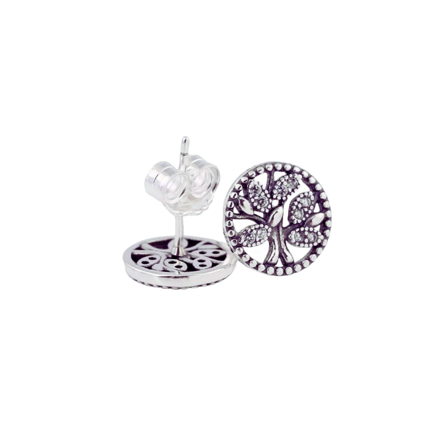 Aros Árbol De Vida Con Circones En Plata 925 - Imagen 3