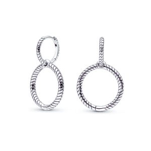 Aros Doble Argolla Trenzada En Plata 925