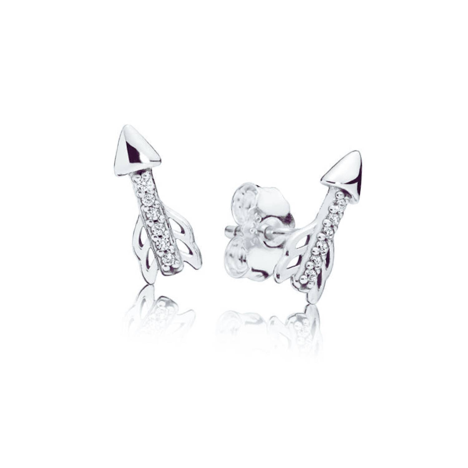 Aros Flecha y Circones Brillantes En Plata 925