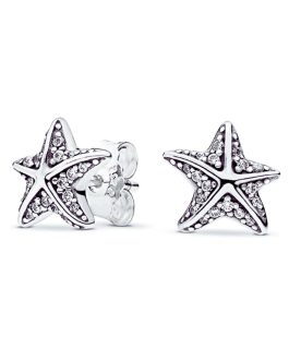Aros Estrella de Mar con Circones En Plata 925