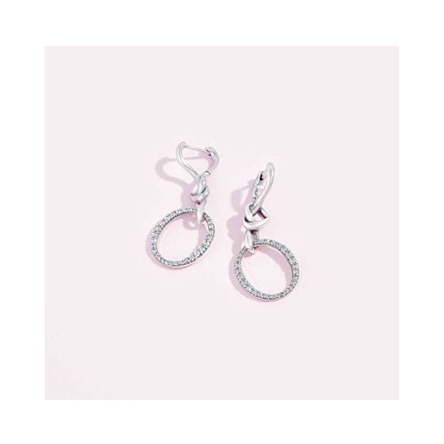 Aros Corazones Anudados y Circones En Plata 925 - Imagen 3