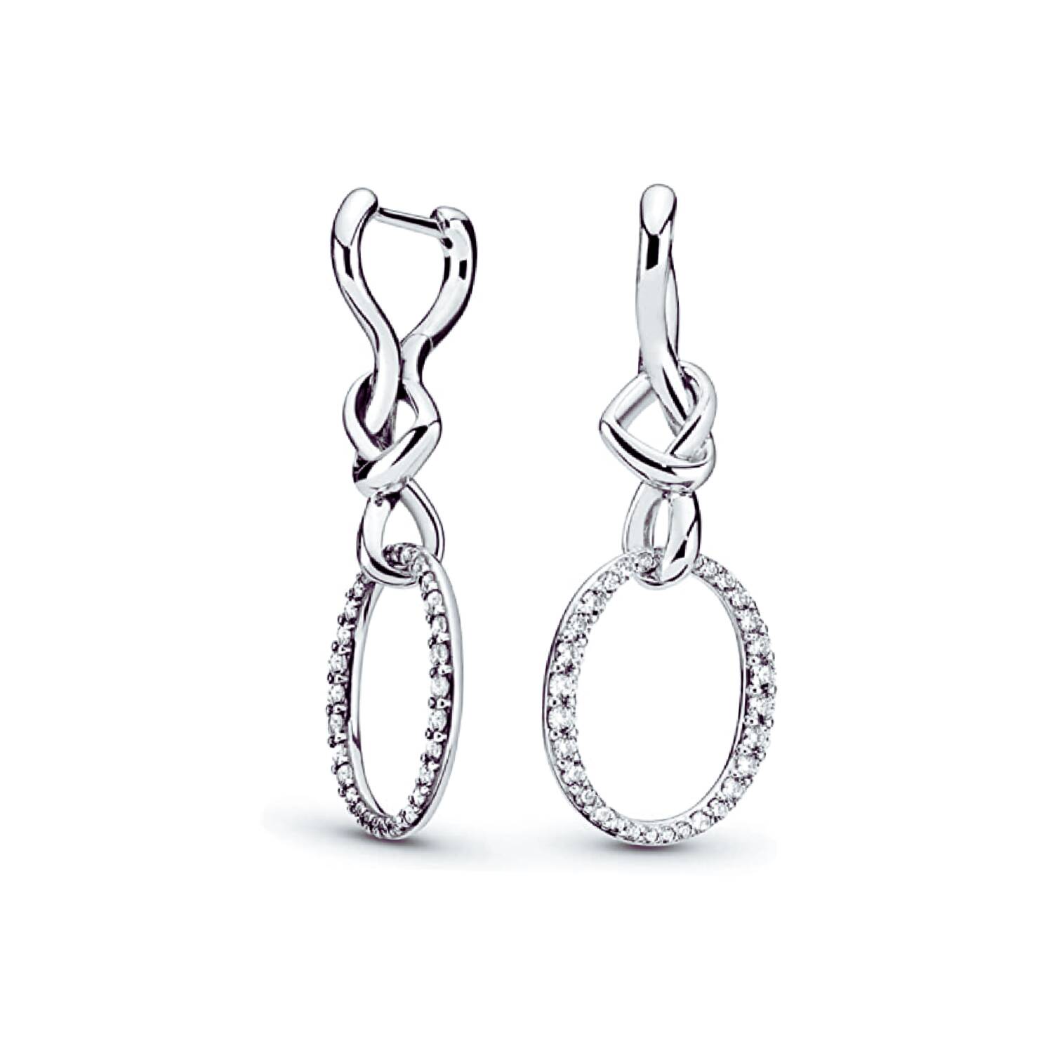 Aros Corazones Anudados y Circones En Plata 925