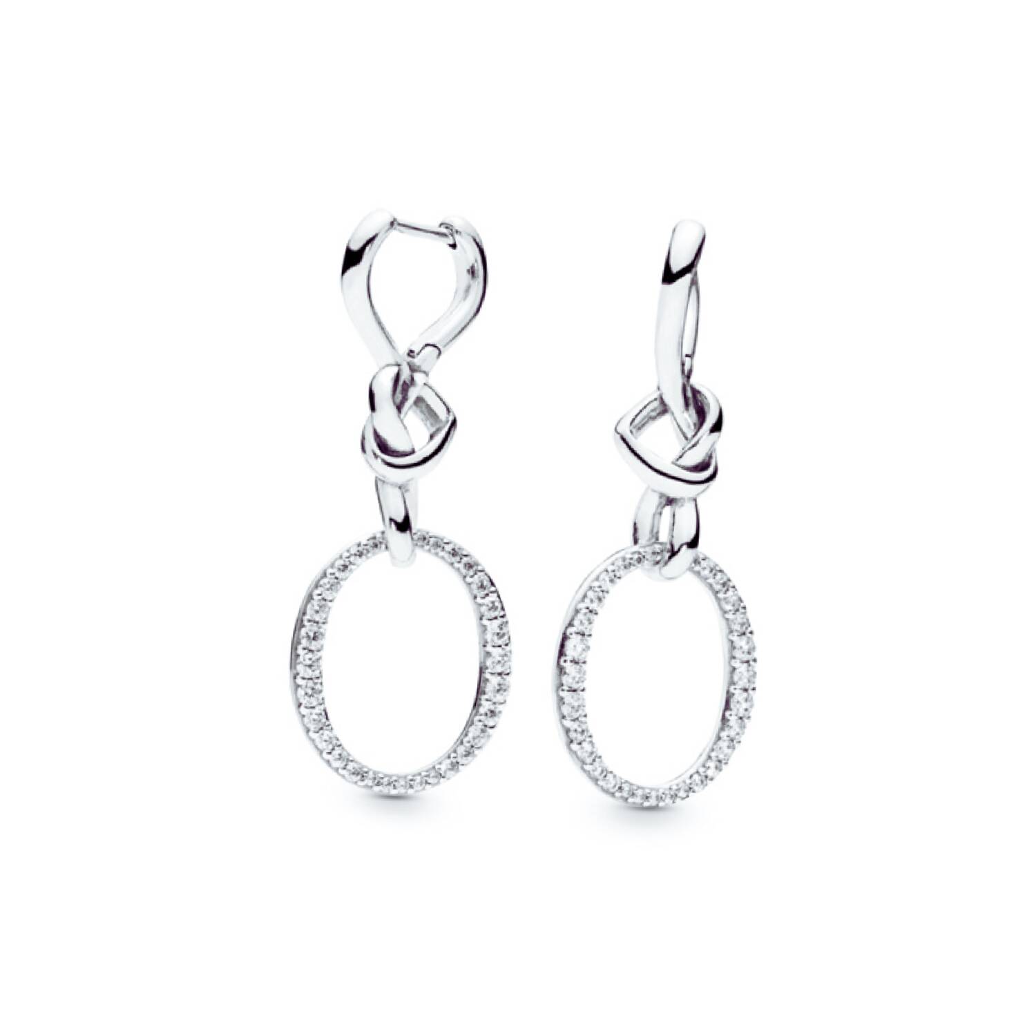Aros Corazones Anudados y Circones En Plata 925 - Imagen 2