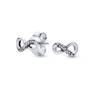 Aros Infinito Y Circones Brillantes En Plata 925