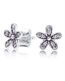 Aros Flor de Jazmín Y Circones Brillantes En Plata 925