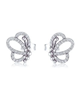 Aros Mariposa y Circones Brillantes En Plata 925