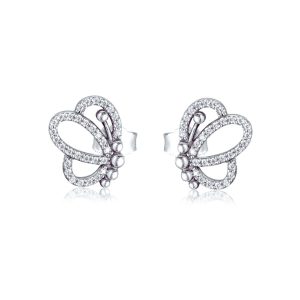 Aros Mariposa y Circones Brillantes En Plata 925