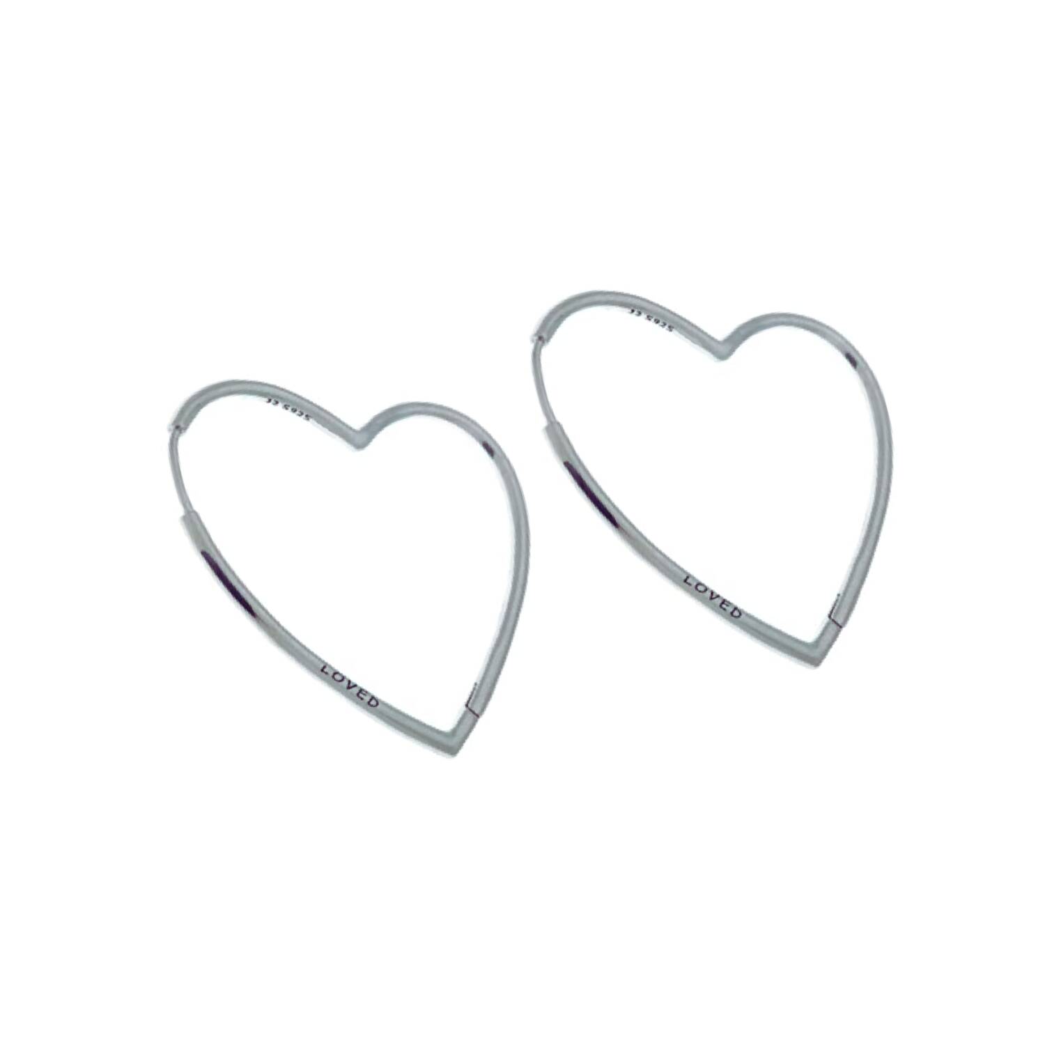 Aros Argolla Corazón En Plata 925 - Imagen 2