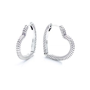 Aros Argolla Corazón Trenzado En Plata 925