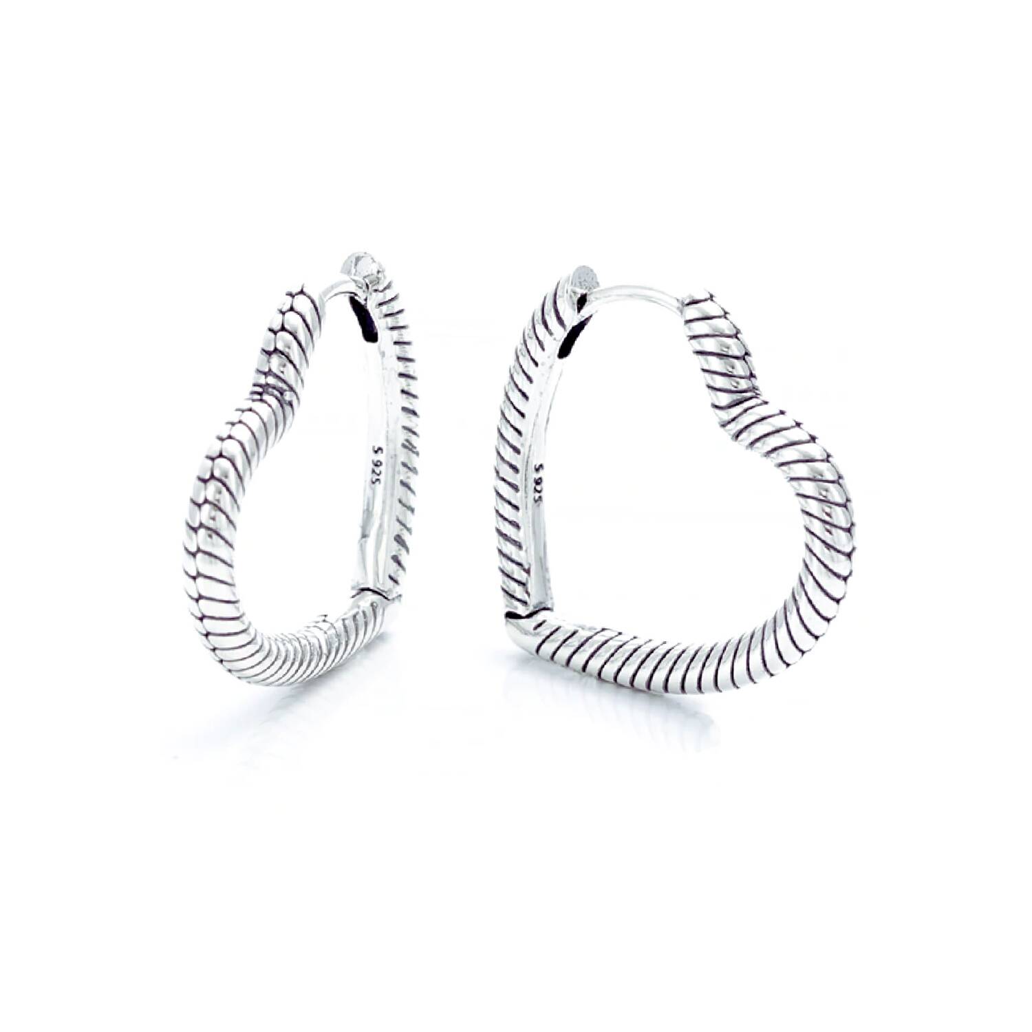 Aros Argolla Corazón Trenzado En Plata 925
