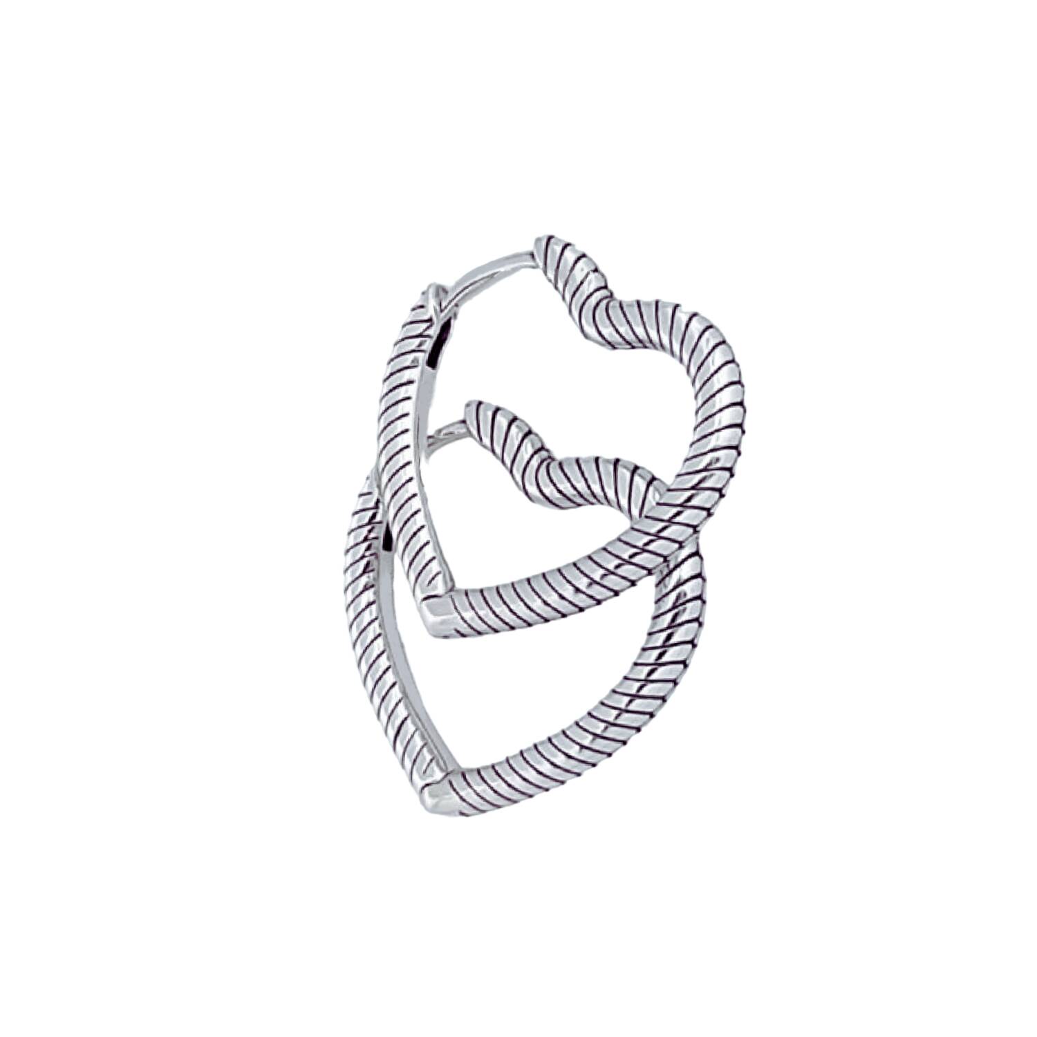 Aros Argolla Corazón Trenzado En Plata 925 - Imagen 2