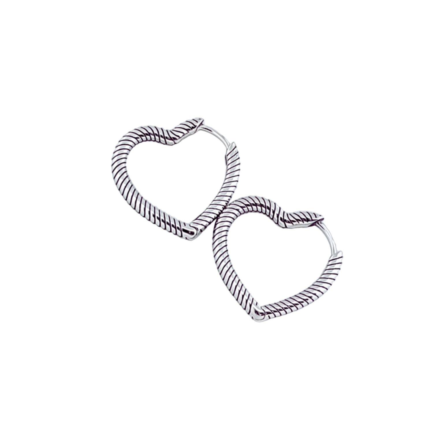 Aros Argolla Corazón Trenzado En Plata 925 - Imagen 3