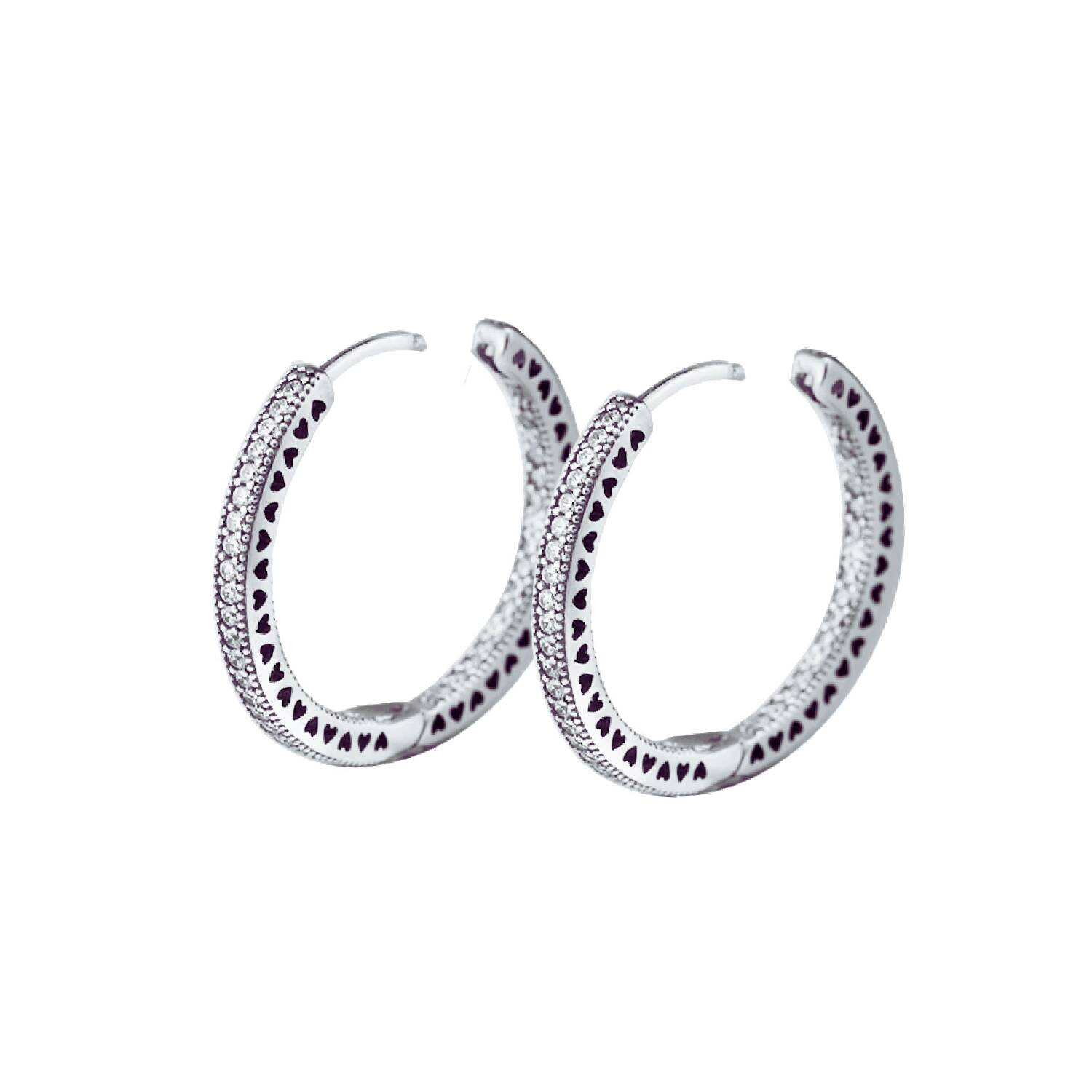 Aros Argolla con Circones Pavé En Plata 925 - Imagen 2