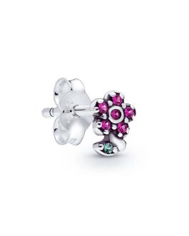Aros Flor con Circones Coloridos En Plata 925
