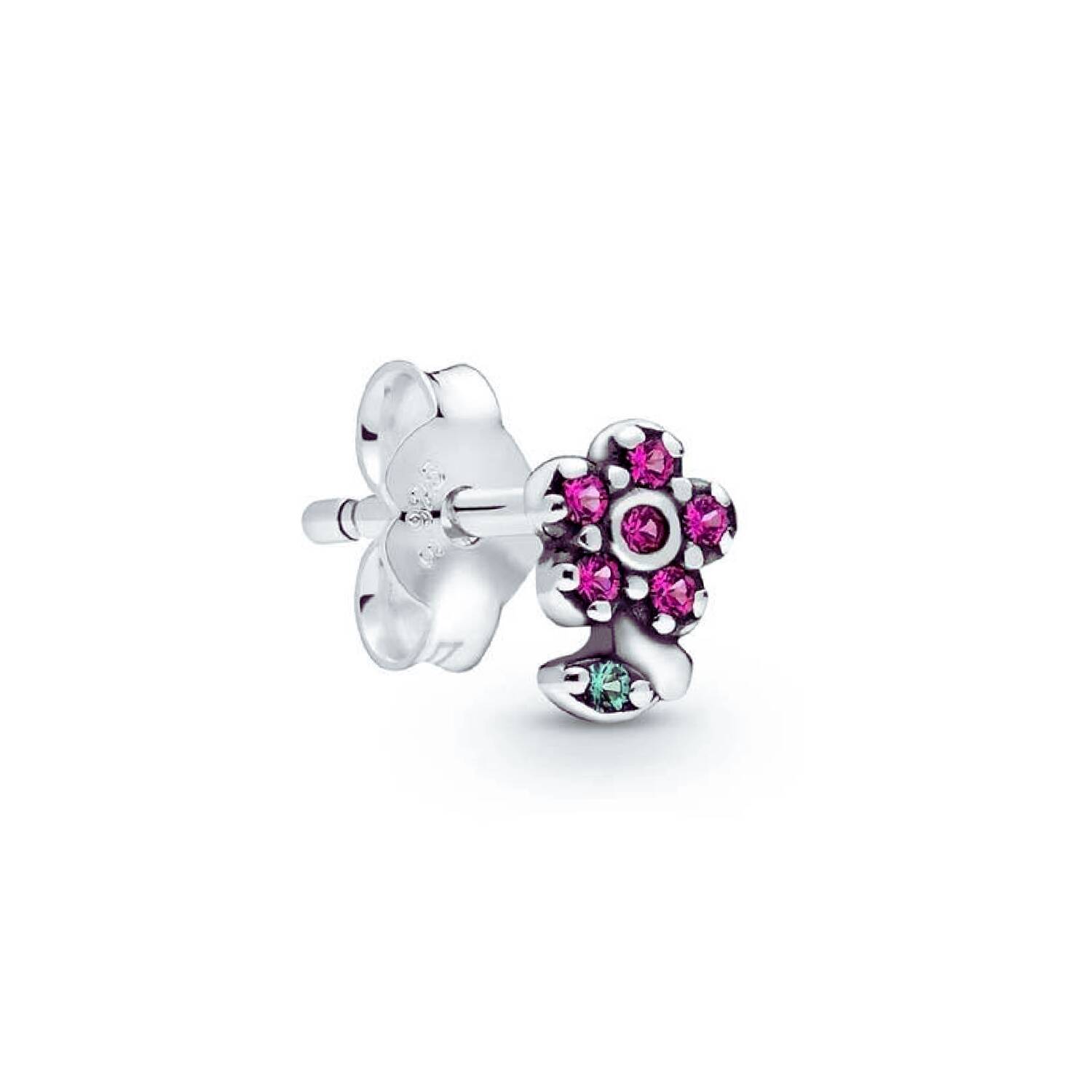 Aros Flor con Circones Coloridos En Plata 925