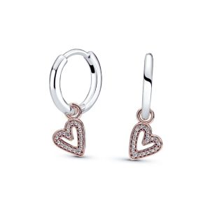 Aros Argolla con Corazón y Circones En Plata 925