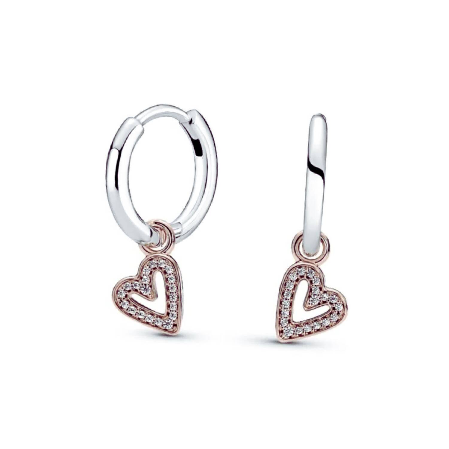 Aros Argolla con Corazón y Circones En Plata 925