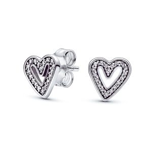 Aros Corazón Y Circones Brillantes En Plata 925