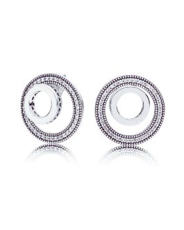 Aros Doble Círculo y Circones Brillantes En Plata 925