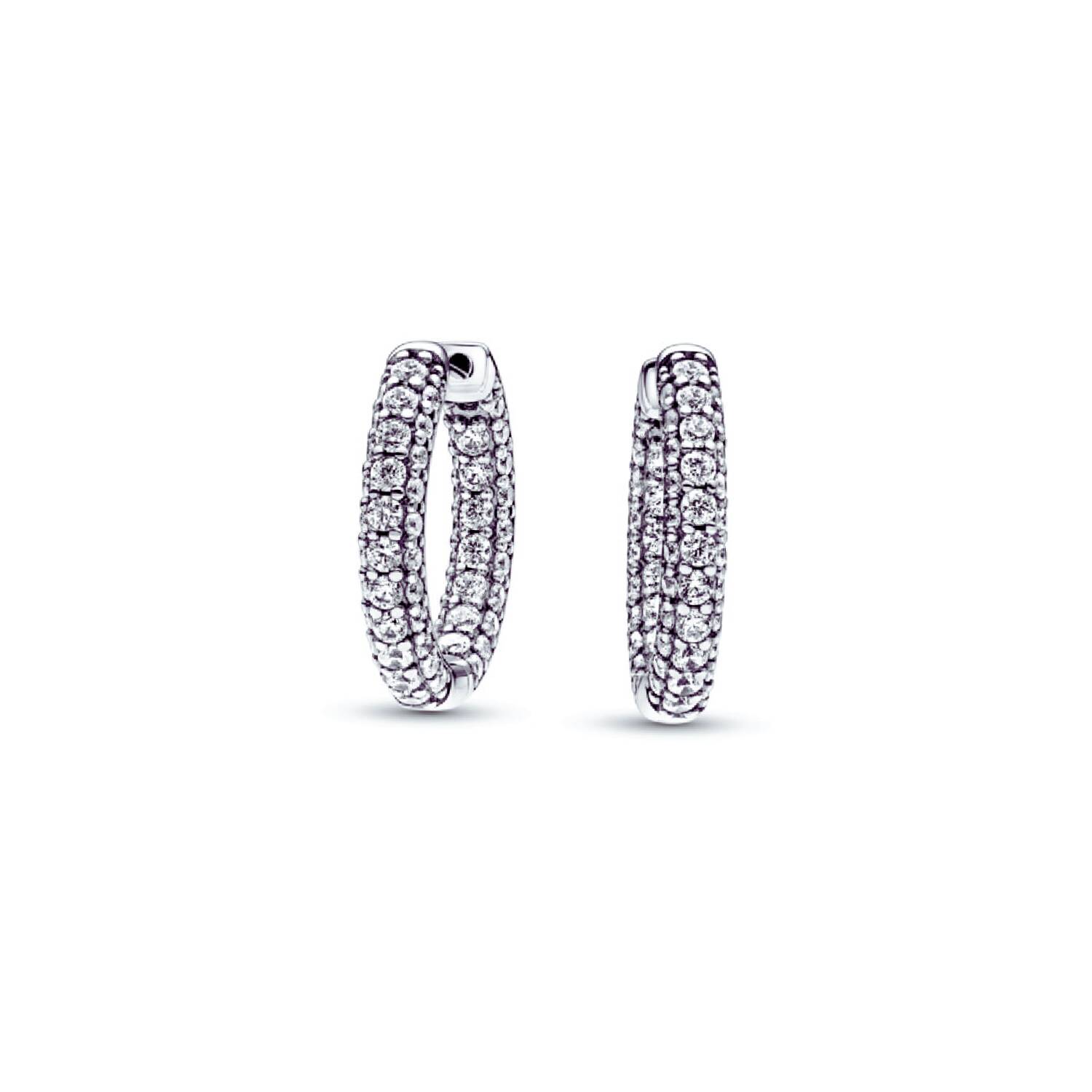 Aros Argolla con Circones Pavé 19mm. En Plata 925