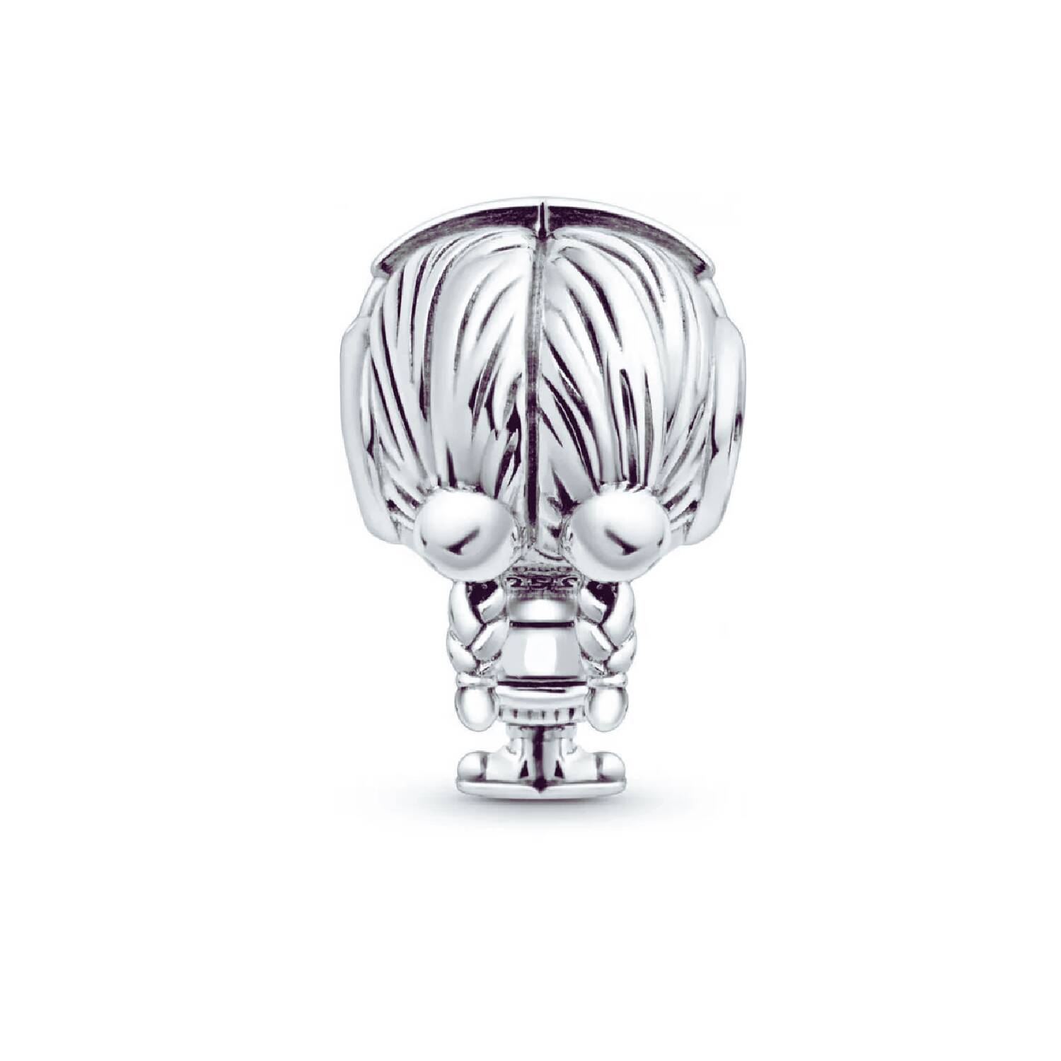 Charm Niña con Audífonos y Trenzas En Plata 925 - Imagen 3