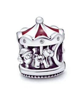 Charm Carrusel de Animalitos Bicolor En Plata 925