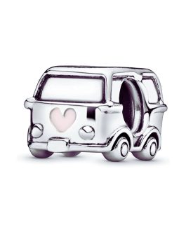 Charm Camper Van y Corazón Rosa En Plata 925