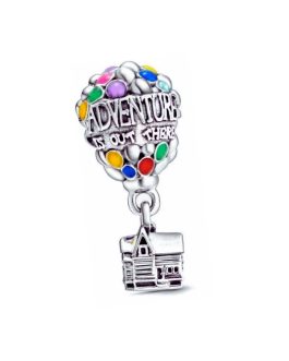 Charm Casa y Globos Coloridos En Plata 925