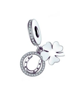 Charm Hoja de Trébol y Herradura Suerte En Plata 925