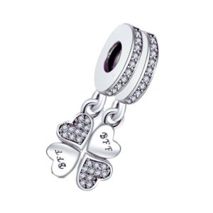 Charm Trébol Corazones Mejores Amigas En Plata 925