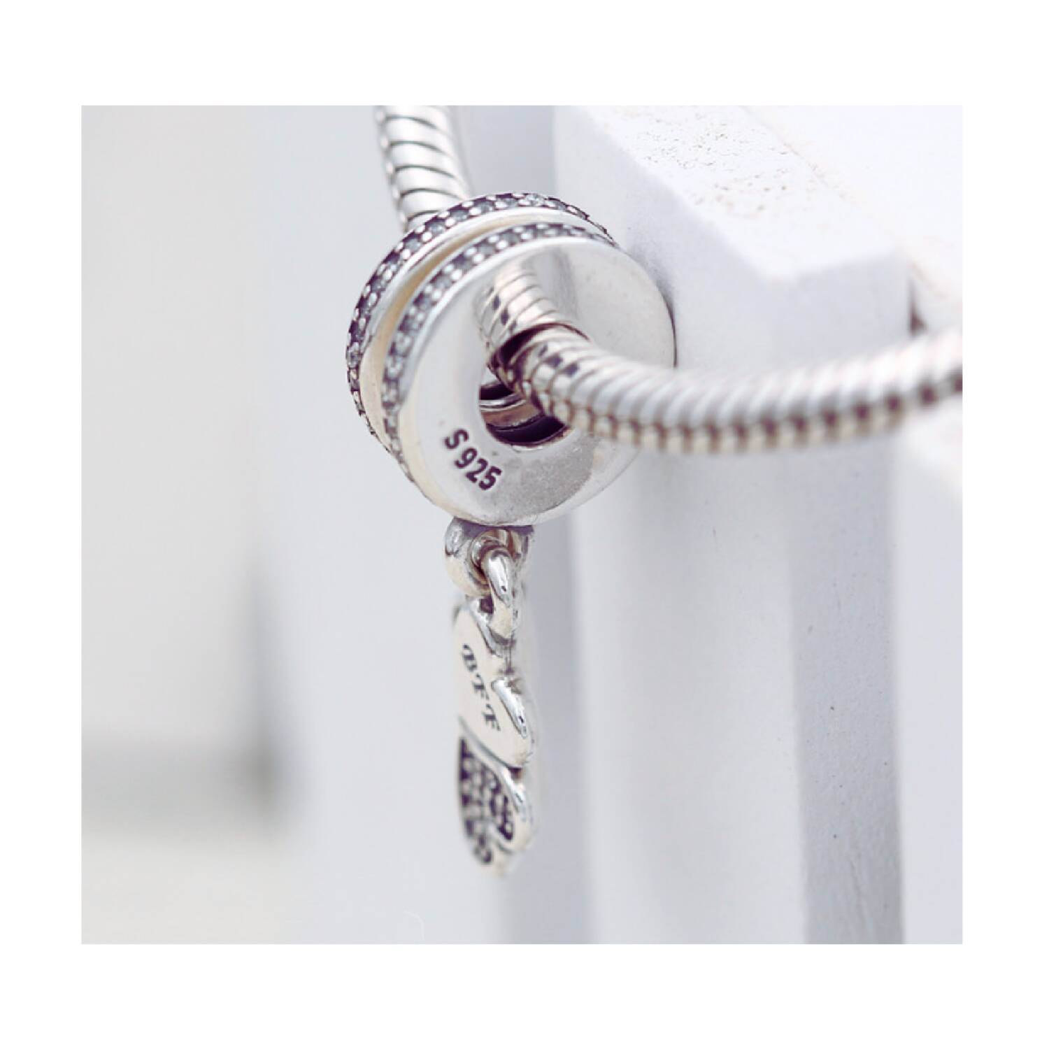 Charm Trébol Corazones Mejores Amigas En Plata 925 - Imagen 4