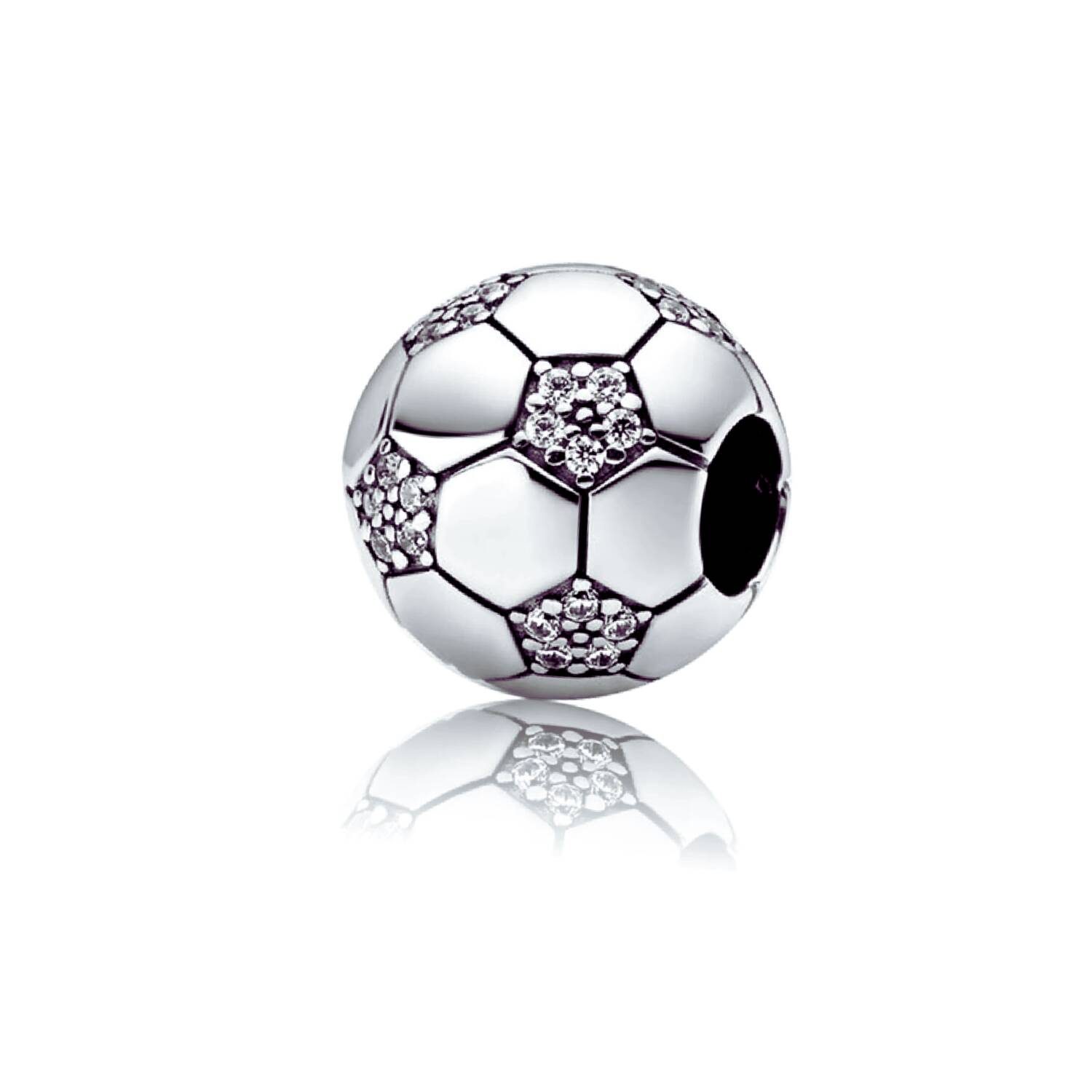 Charm Pelota Balón de Fútbol con Circones En Plata 925 - Imagen 2