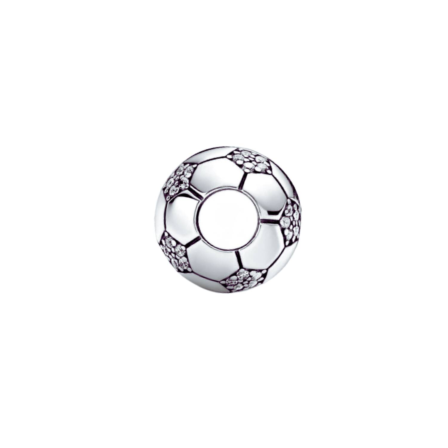 Charm Pelota Balón de Fútbol con Circones En Plata 925 - Imagen 3