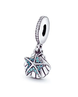 Charm Estrella de Mar y Concha Marina En Plata 925