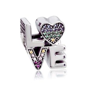Charm Palabra Love (Amor) con Circones En Plata 925