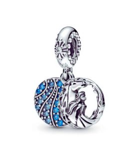 Charm Elsa Frozen con Circones Azules En Plata 925