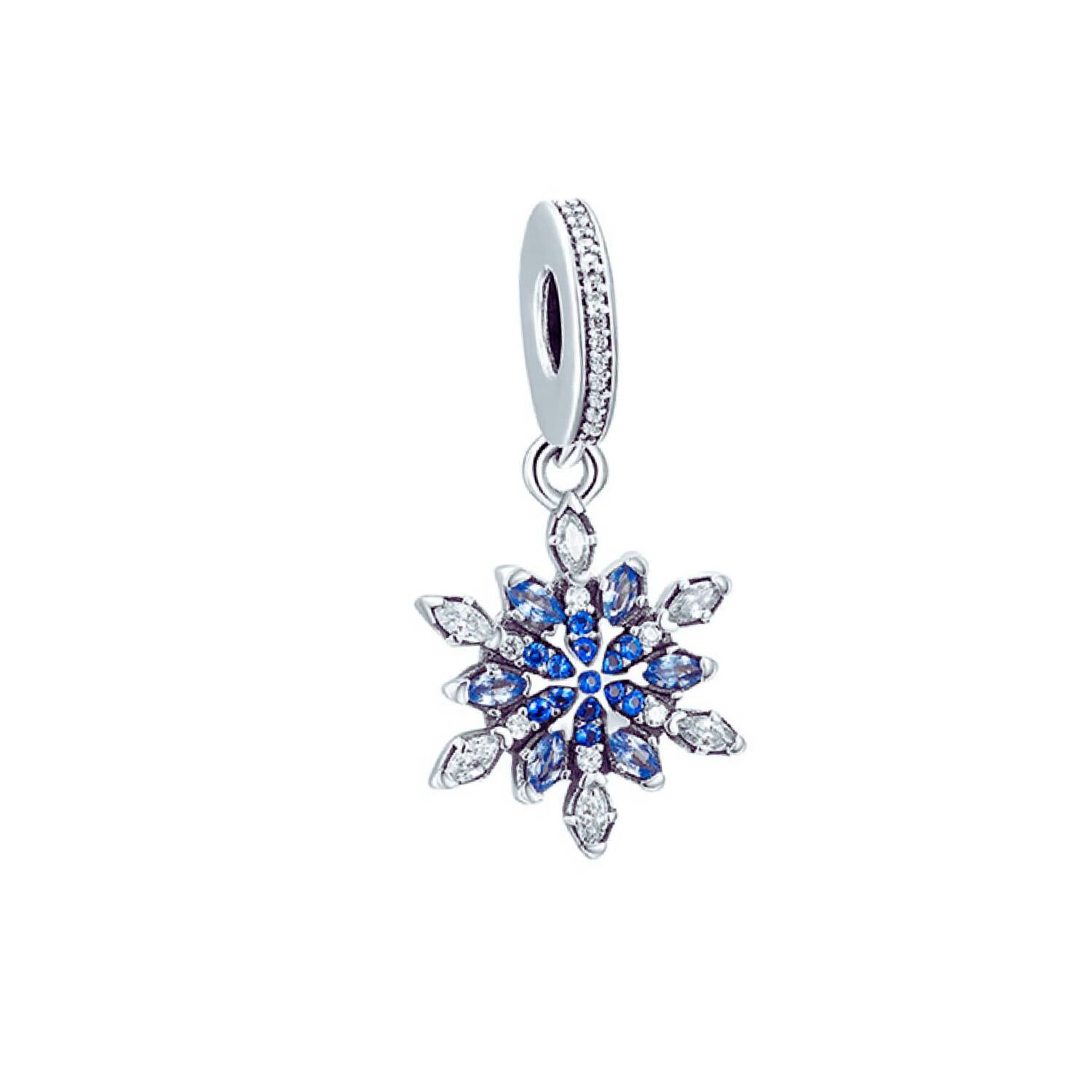 Charm Copo de Nieve con Circones En Plata 925