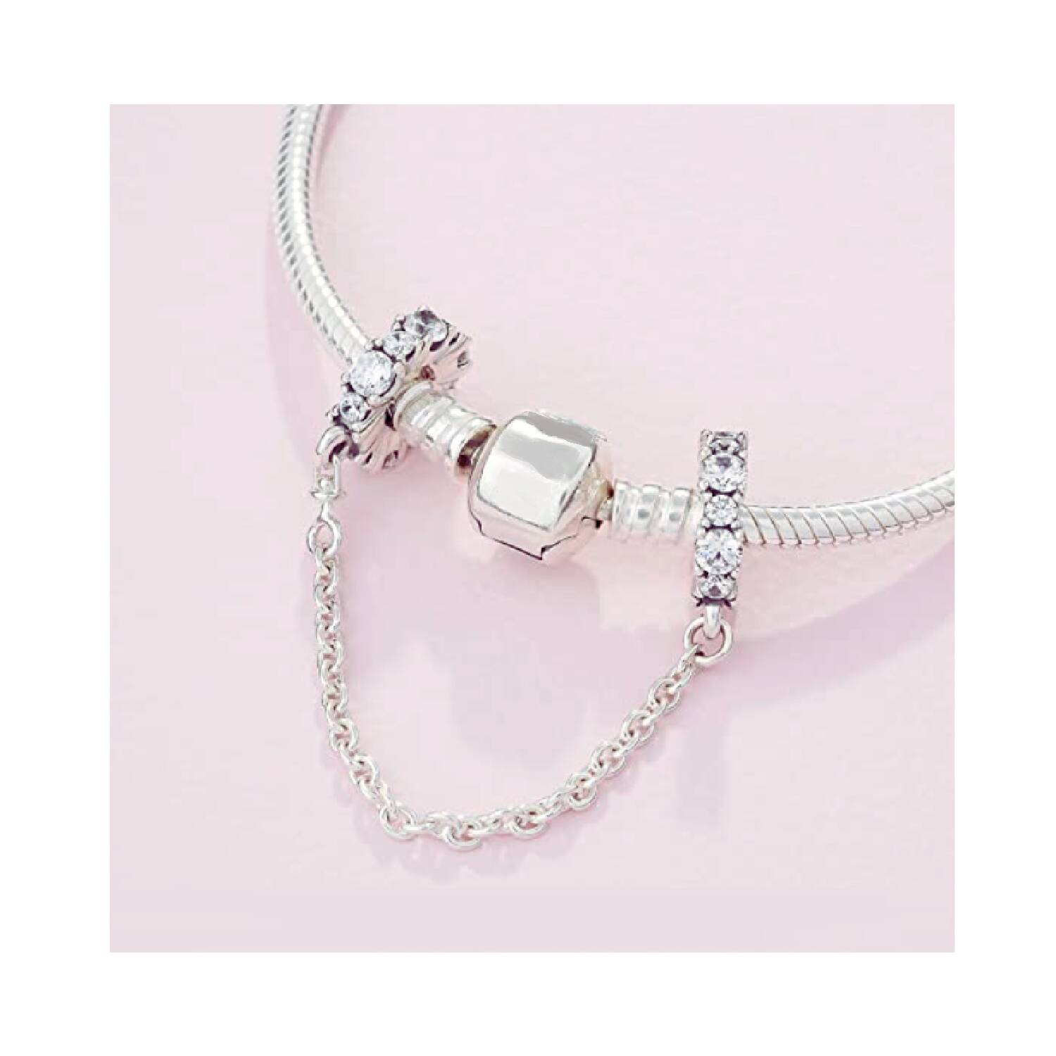 Charm Cadena Circones Brillantes En Plata 925 - Imagen 3