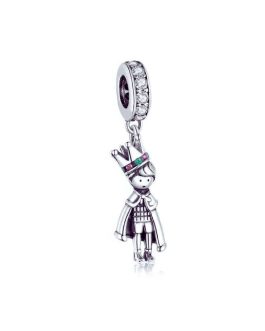 Charm El Principito con Corona y Capa En Plata 925