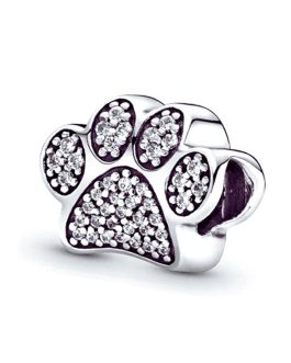 Charm Huella de Mascota y Circones En Plata 925