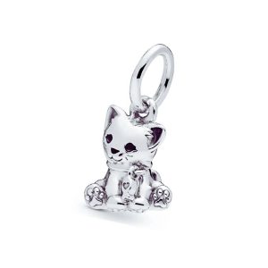 Charm Dulce Gatito con Collar En Plata 925