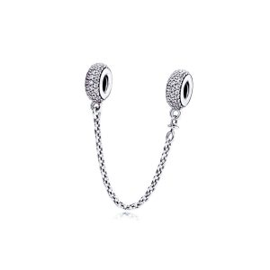 Charm Cadena de Seguridad Circones Pavé En Plata 925