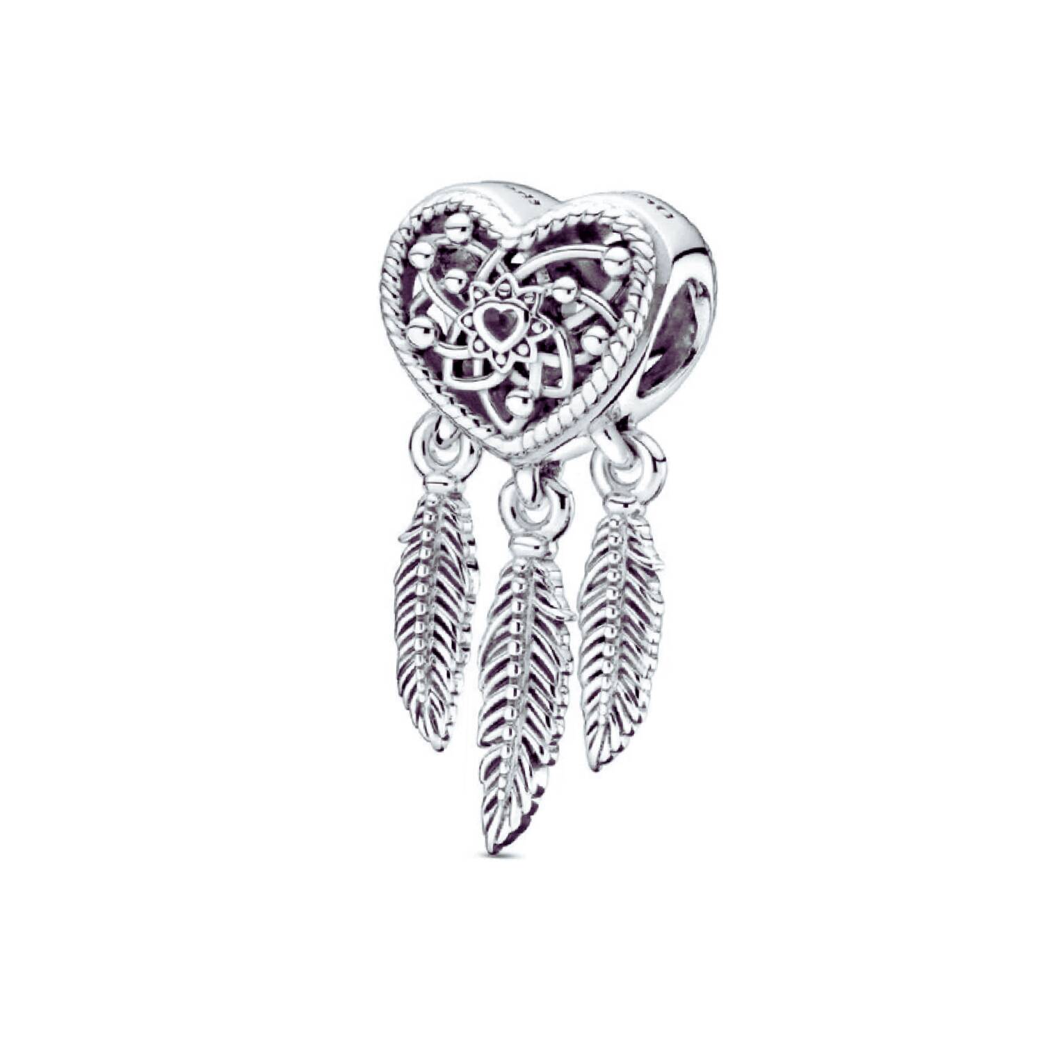 Charm Corazón Atrapasueños En Plata 925 - Imagen 2