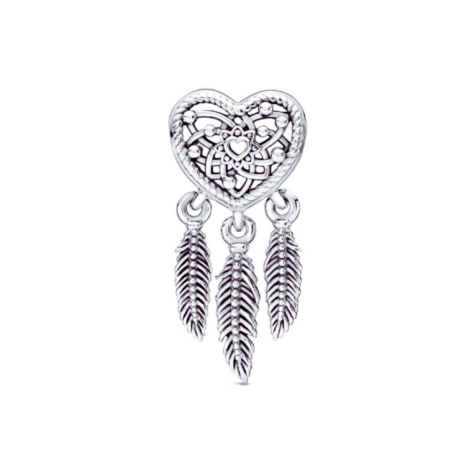 Charm Corazón Atrapasueños En Plata 925