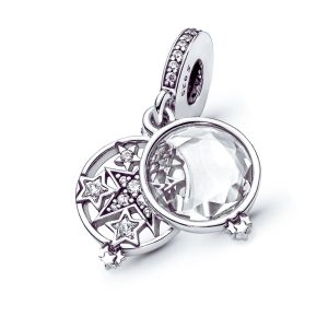 Charm Estrellas y Circones Brillantes En Plata 925