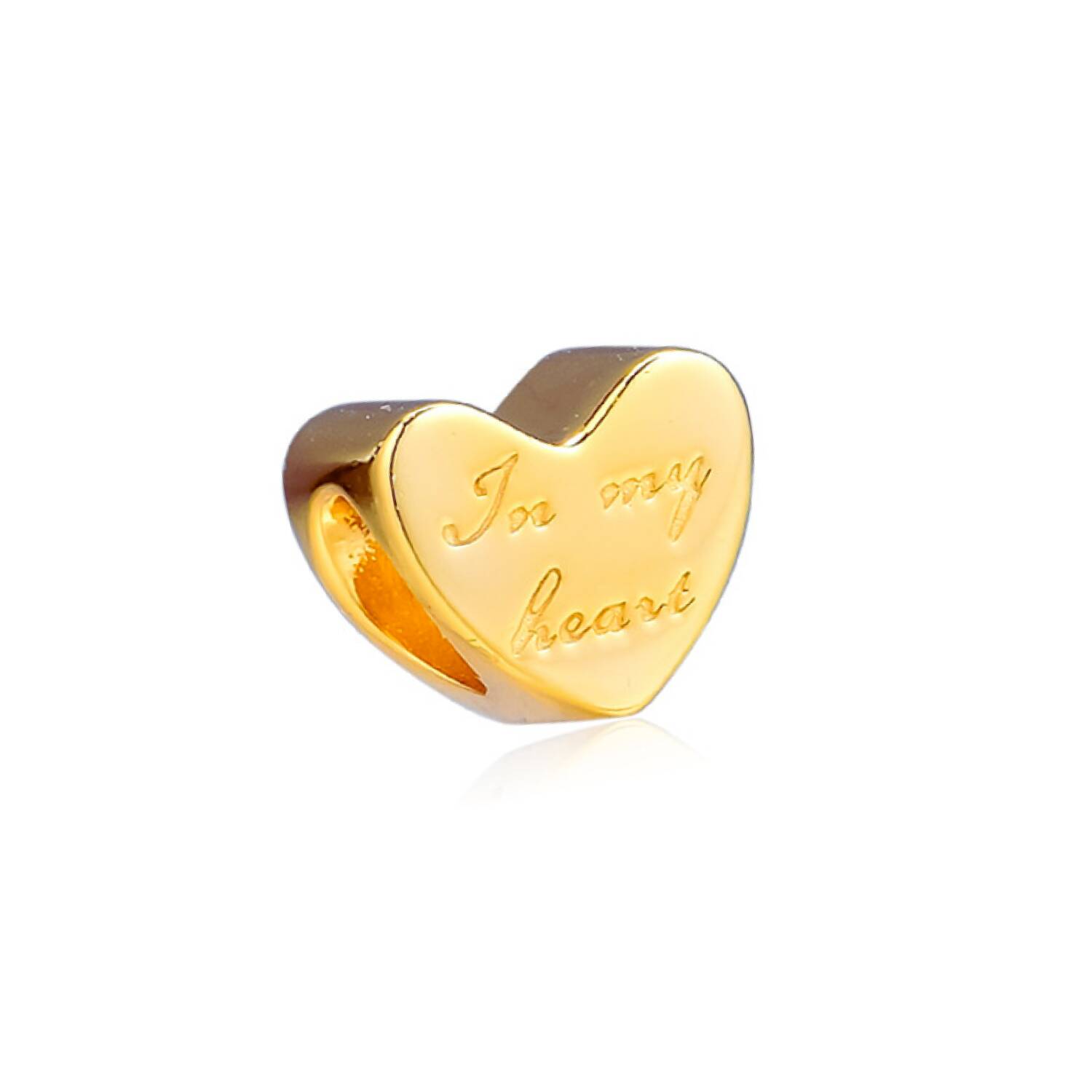 Charm Corazón Centro Dorado y Circones En Plata 925 - Imagen 2