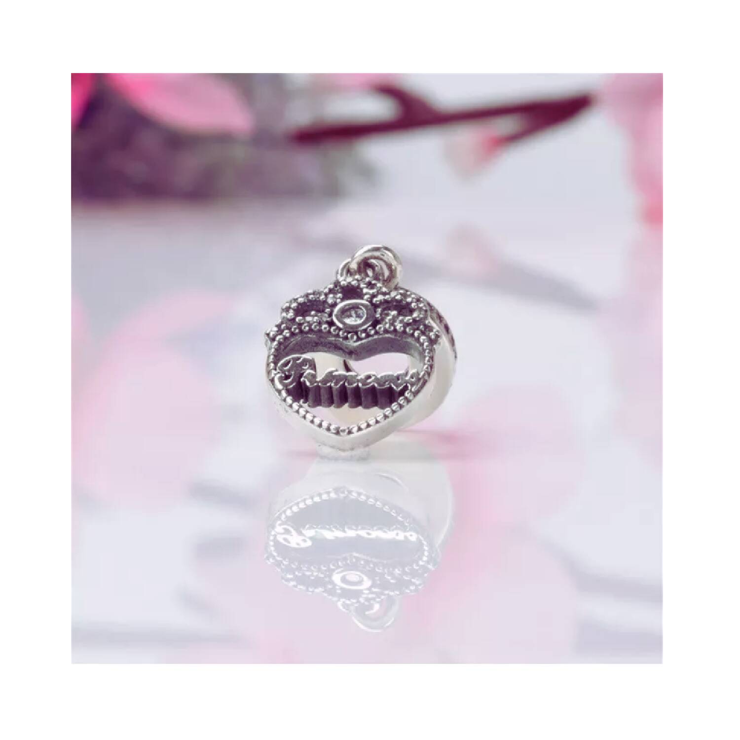 Charm Corazón de Princesa y Circones En Plata 925 - Imagen 4